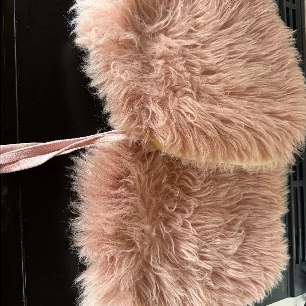 Restoration Hardware Dusty Rose Madeleine Play chair Faux Fur Cushion set of 2